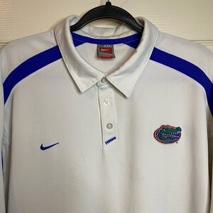 Authentic Nike Florida Gators Dri-Fit Embroidered Logo Polo White Blue